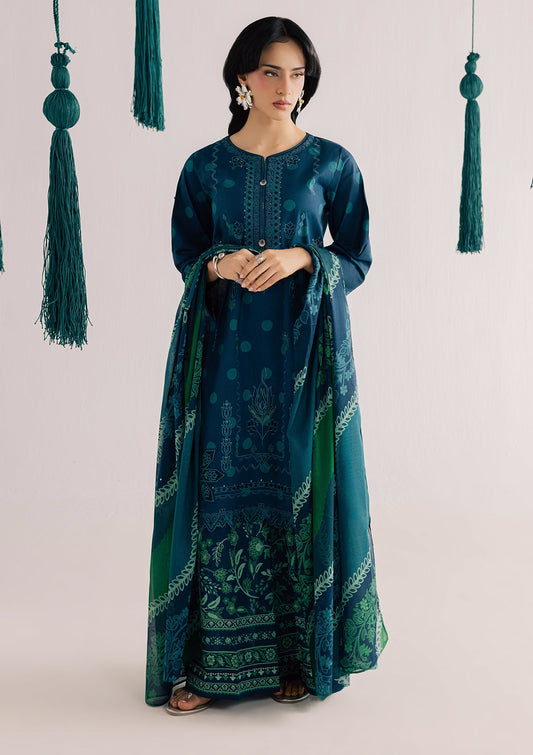 Ladies Embroidered Prussian Blue Shalwar Kameez Online in UK USA Canada