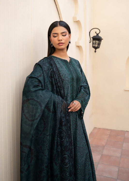 Ladies Embroidered Prussian Blue Shalwar Kameez Online in UK USA Canada