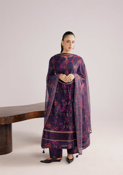 Ladies Embroidered Purple Lawn Shalwar Kameez Online in UK USA Canada