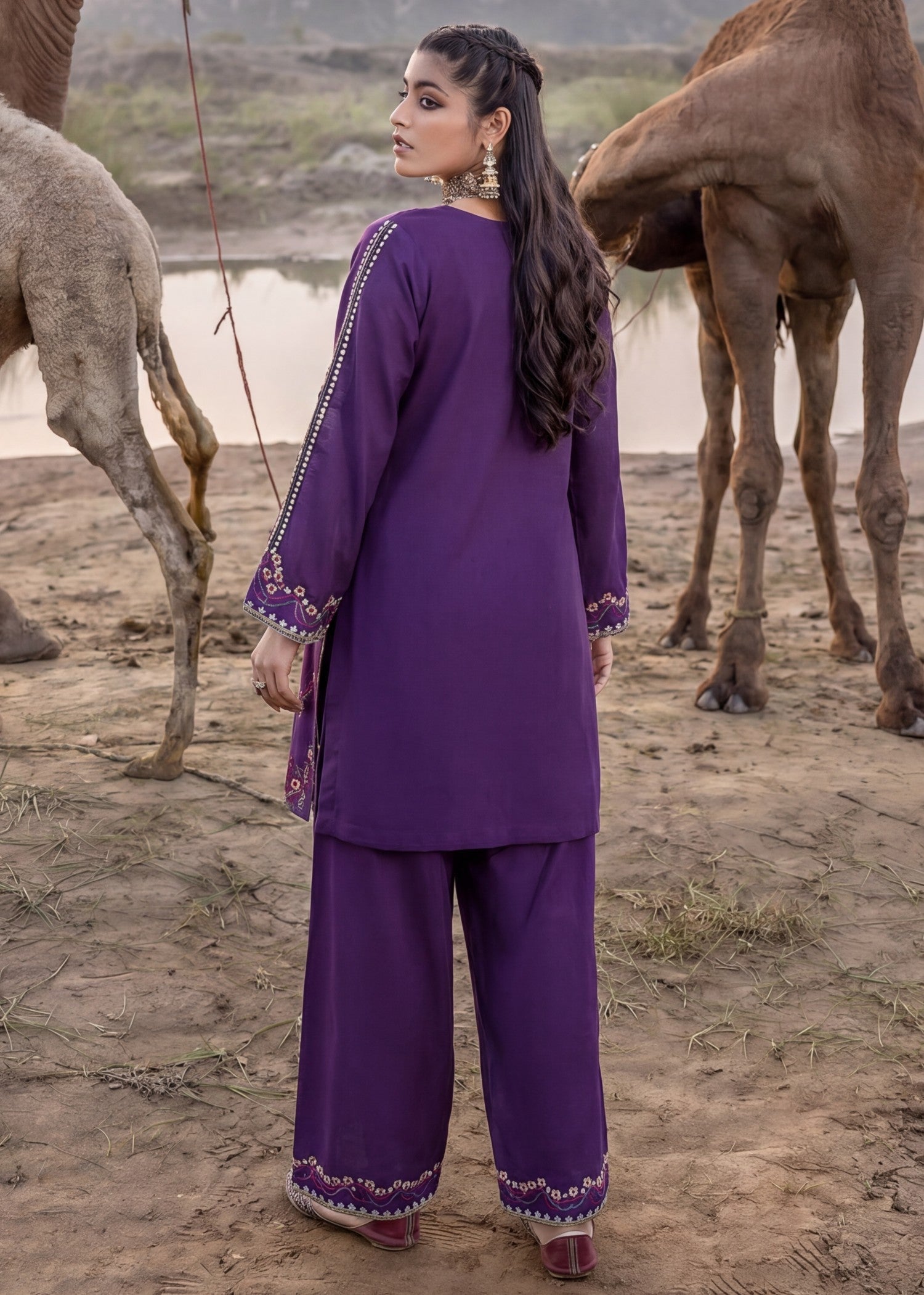 Ladies Embroidered Purple Lawn Suit Online in KSA Riyadh Saudi Arabia Oman Bahrain Qatar