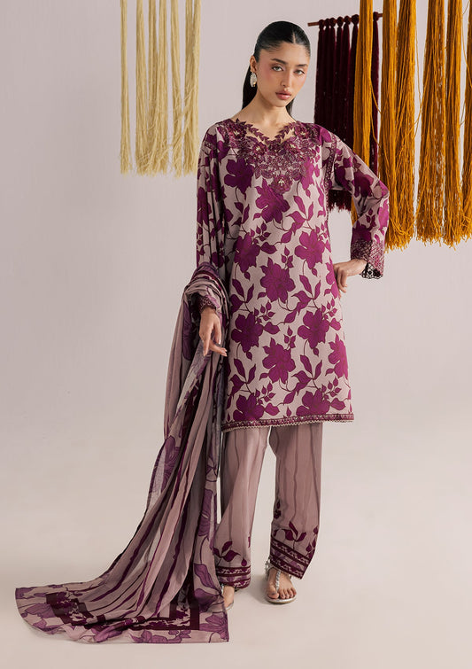 Ladies Embroidered Purple Lawn Suit Online in UK USA Canada