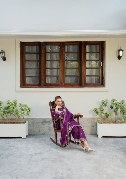 Ladies Embroidered Purple Lawn Suit Online in UK USA Canada