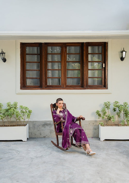 Ladies Embroidered Purple Lawn Suit Online in UK USA Canada