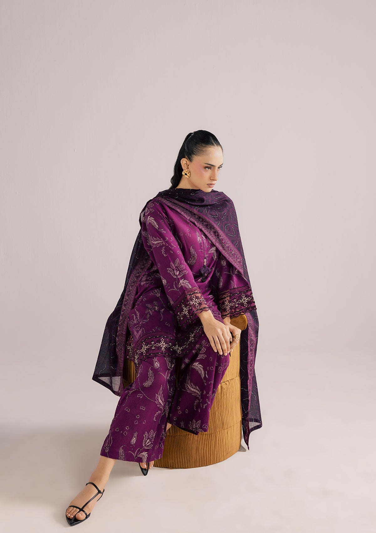 Ladies Embroidered Purple Lawn Suit Online in UK USA Canada