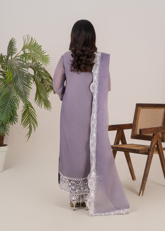 Ladies Embroidered Purple Raw Silk Trouser Suit Online in UK USA Canada