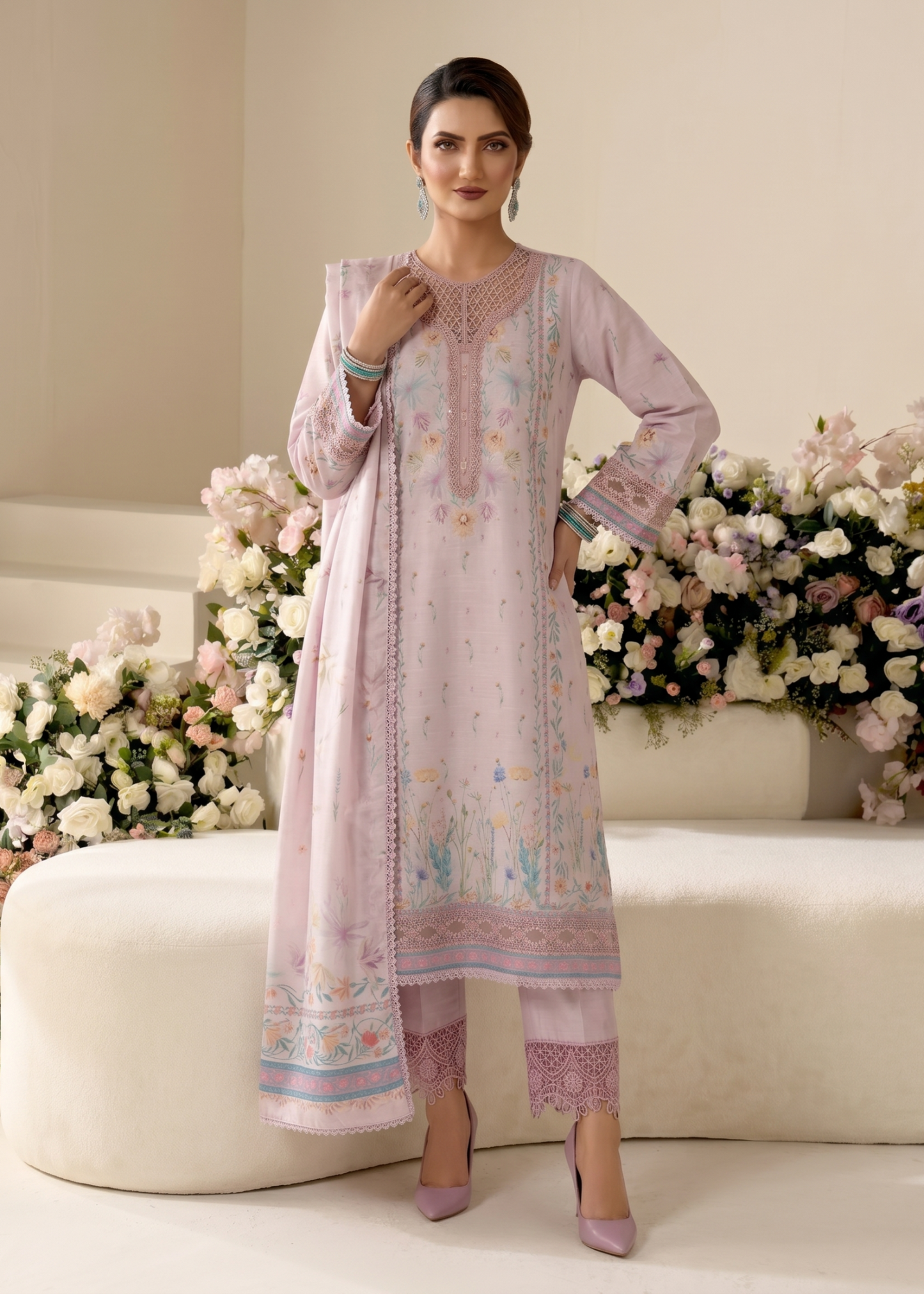 Ladies Embroidered Raw Silk Blush Pink Shalwar Kameez Online in UK USA Canada