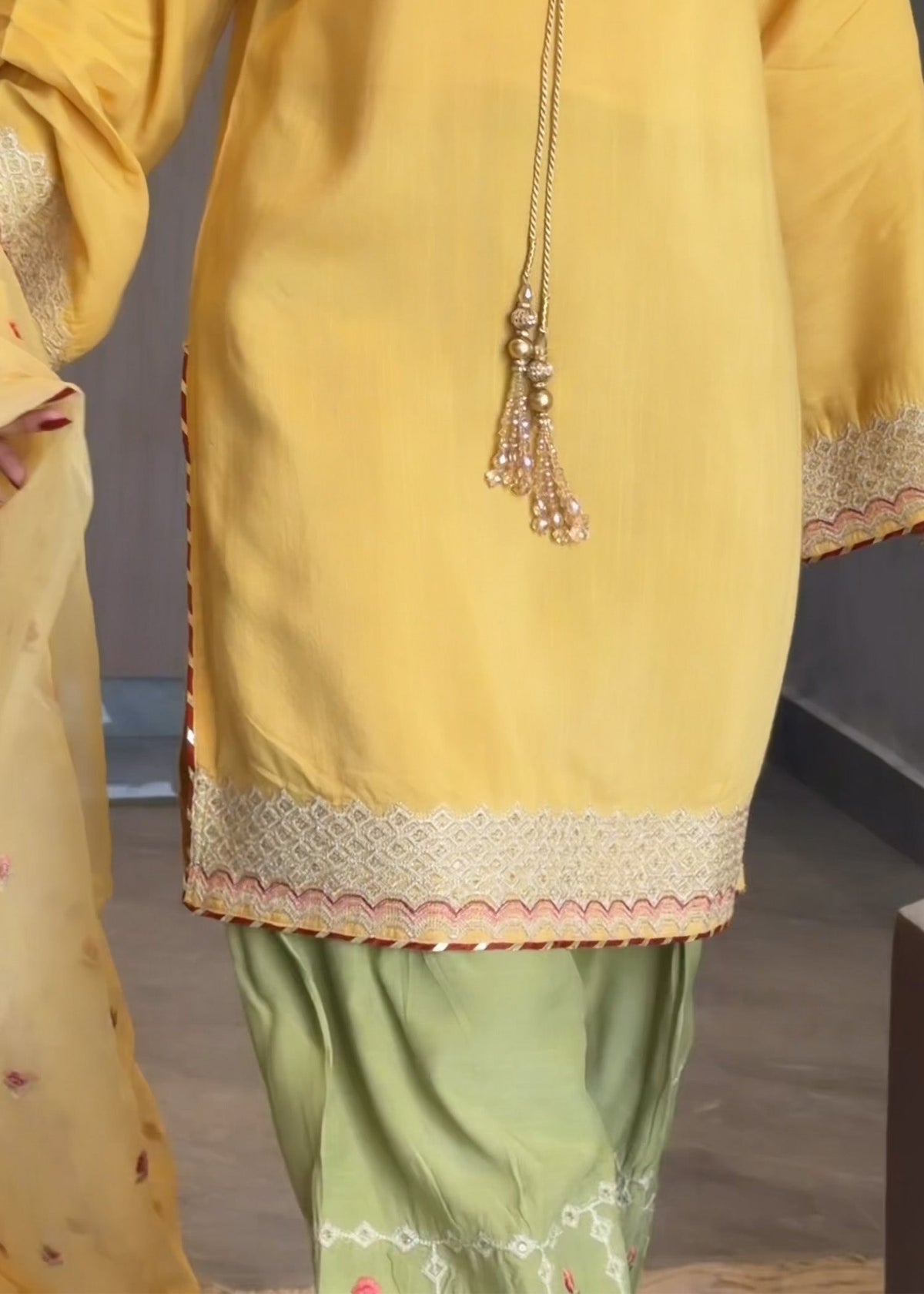 Ladies Embroidered Raw Silk Farshi Shalwar with Dupatta Online in Sri Lanka India Australia