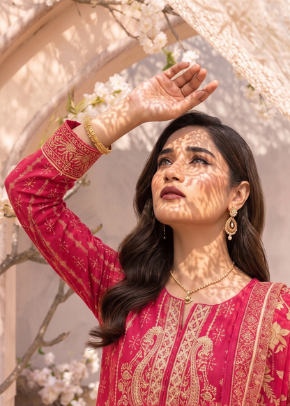 Ladies Embroidered Raw Silk Pishwas Suit Online in UK USA Canada