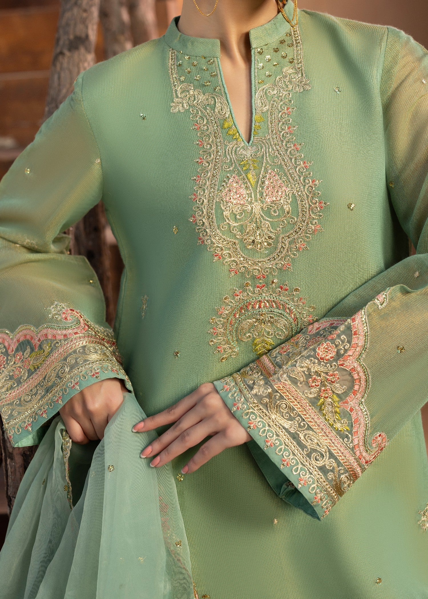 Ladies Embroidered Raw Silk Salwar Kameez Online in UK USA Canada