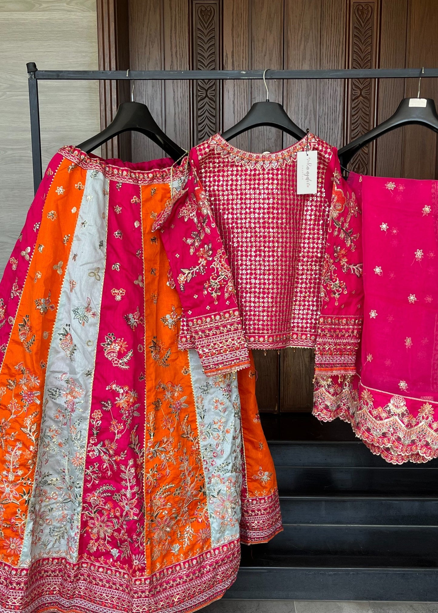 Ladies Embroidered Raw Silk Wedding Lehenga Online in UK USA Canada