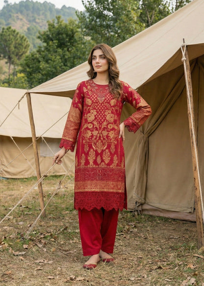 Ladies Embroidered Red Straight Kurta Shalwar Online in UK USA Canada
