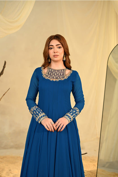 Ladies Embroidered Royal Blue Shalwar Kameez Online in UK USA Canada