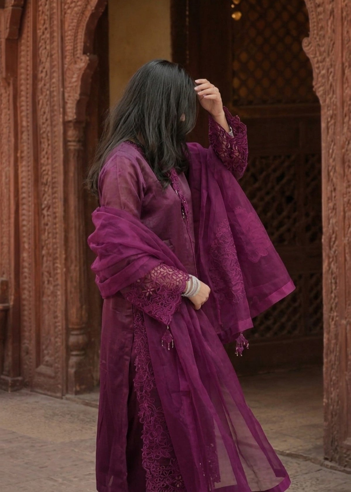 Ladies Embroidered Royal Purple Shalwar Kameez Online in UK USA Canada