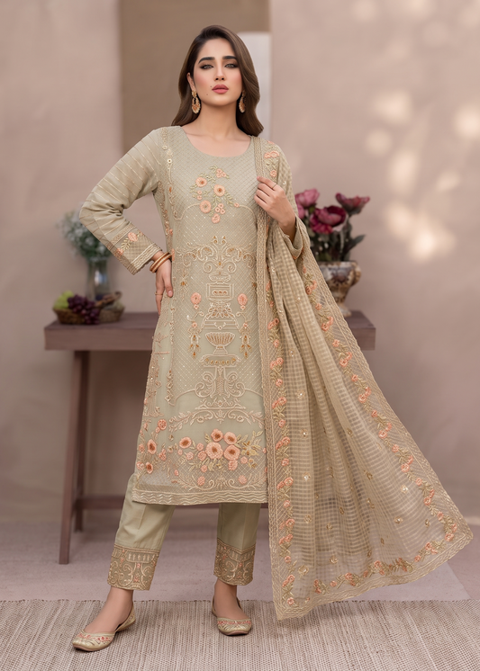 Ladies Embroidered Sage Green Festive Suit Online in UK USA Canada