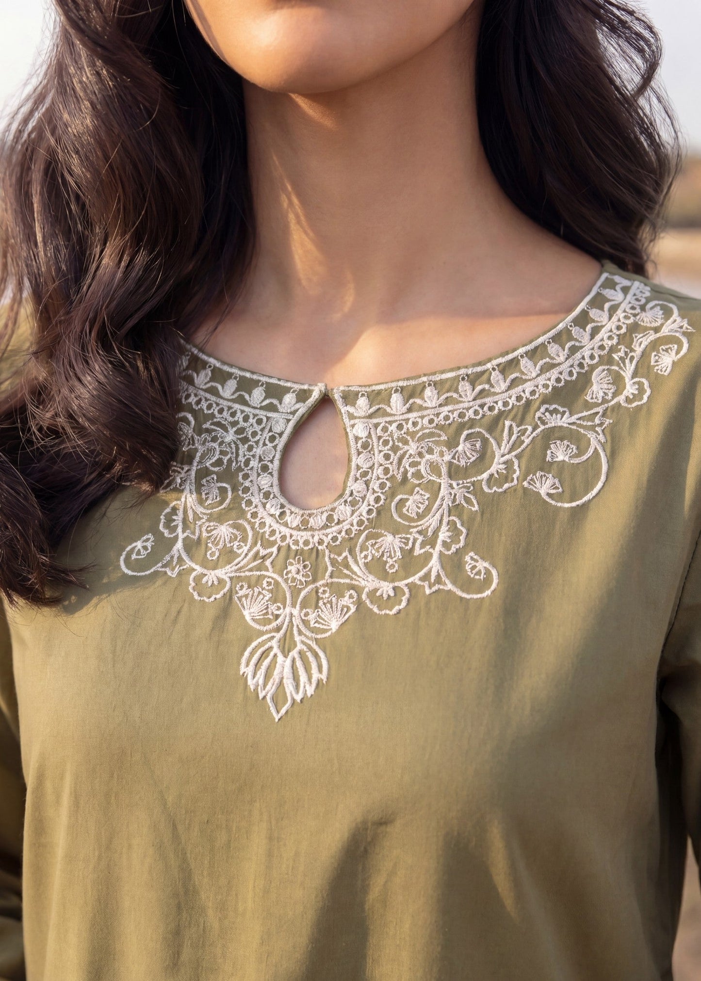 Ladies Embroidered Sage Green Kurta Pajama Online in UK USA Canada