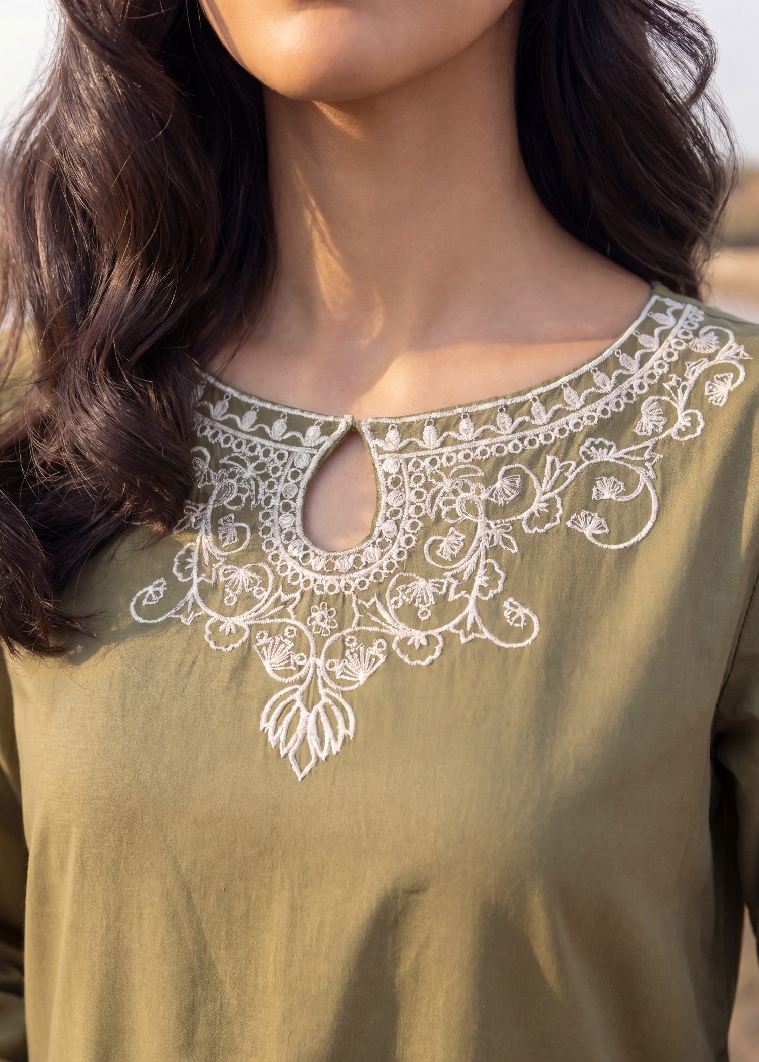 Ladies Embroidered Sage Green Kurta Pajama Online in UK USA Canada