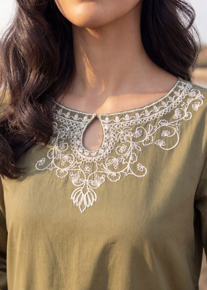 Ladies Embroidered Sage Green Kurta Pajama Online in UK USA Canada