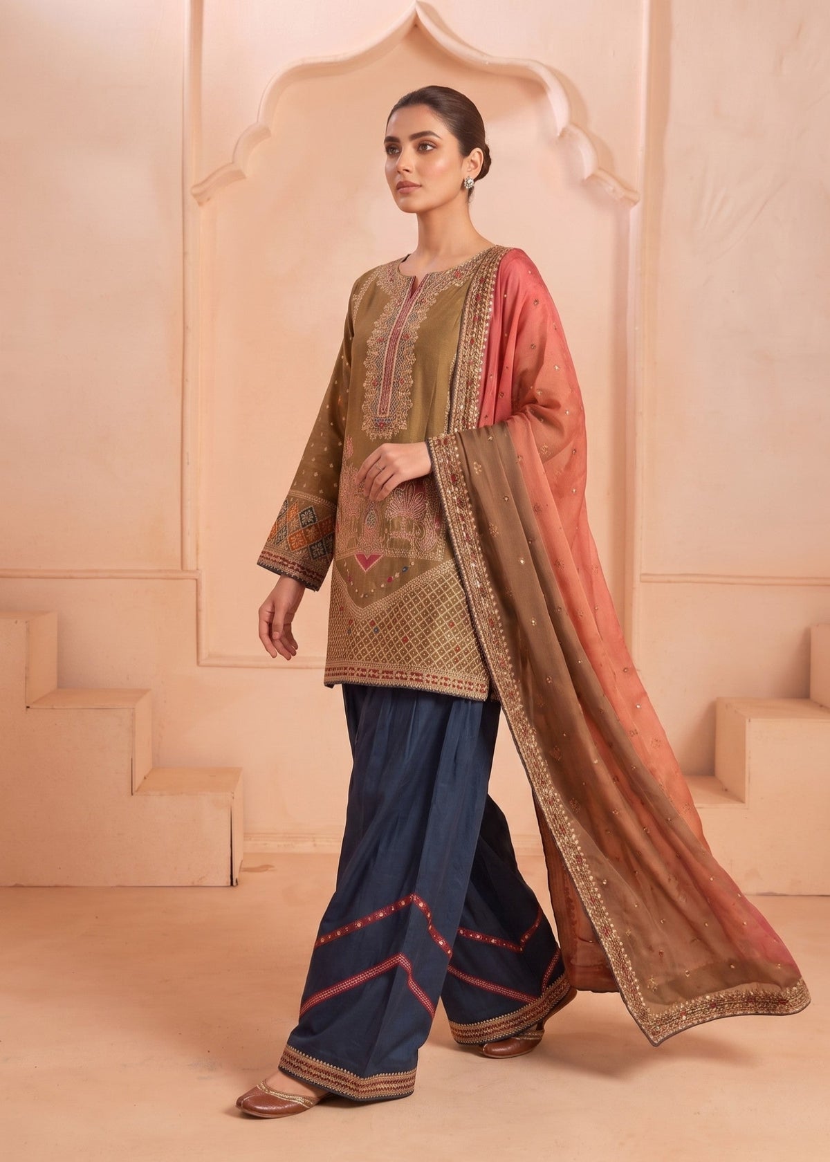 Ladies Embroidered Shalwar Kameez 3 Piece Set Online in UK USA Canada