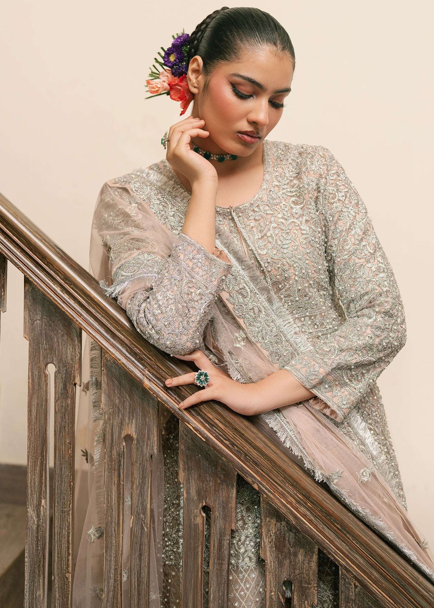 Ladies Embroidered Silk Gharara with Organza Dupatta Online in UK USA Canada