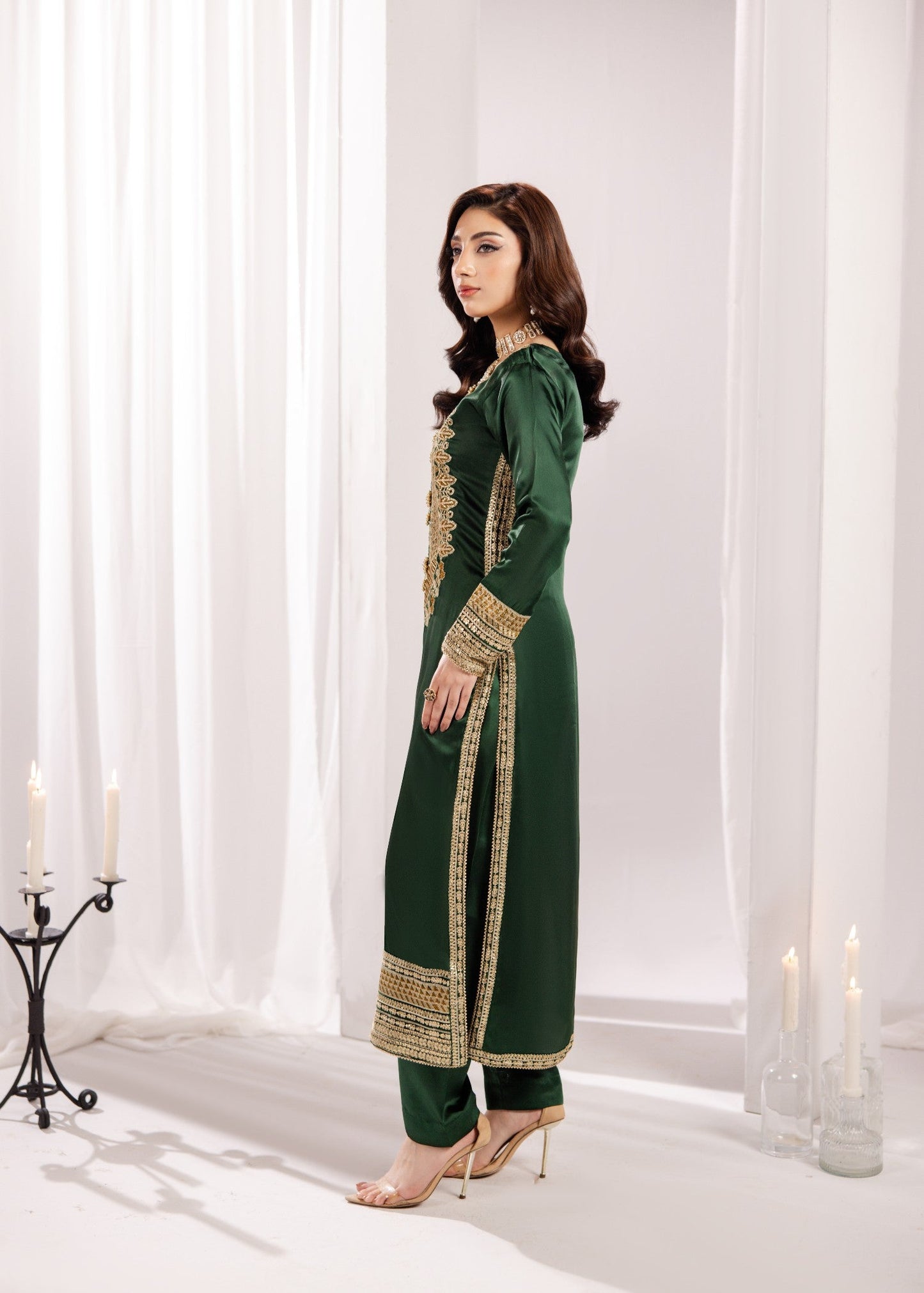 Ladies Embroidered Silk Kurta Set Online in UK USA Canada