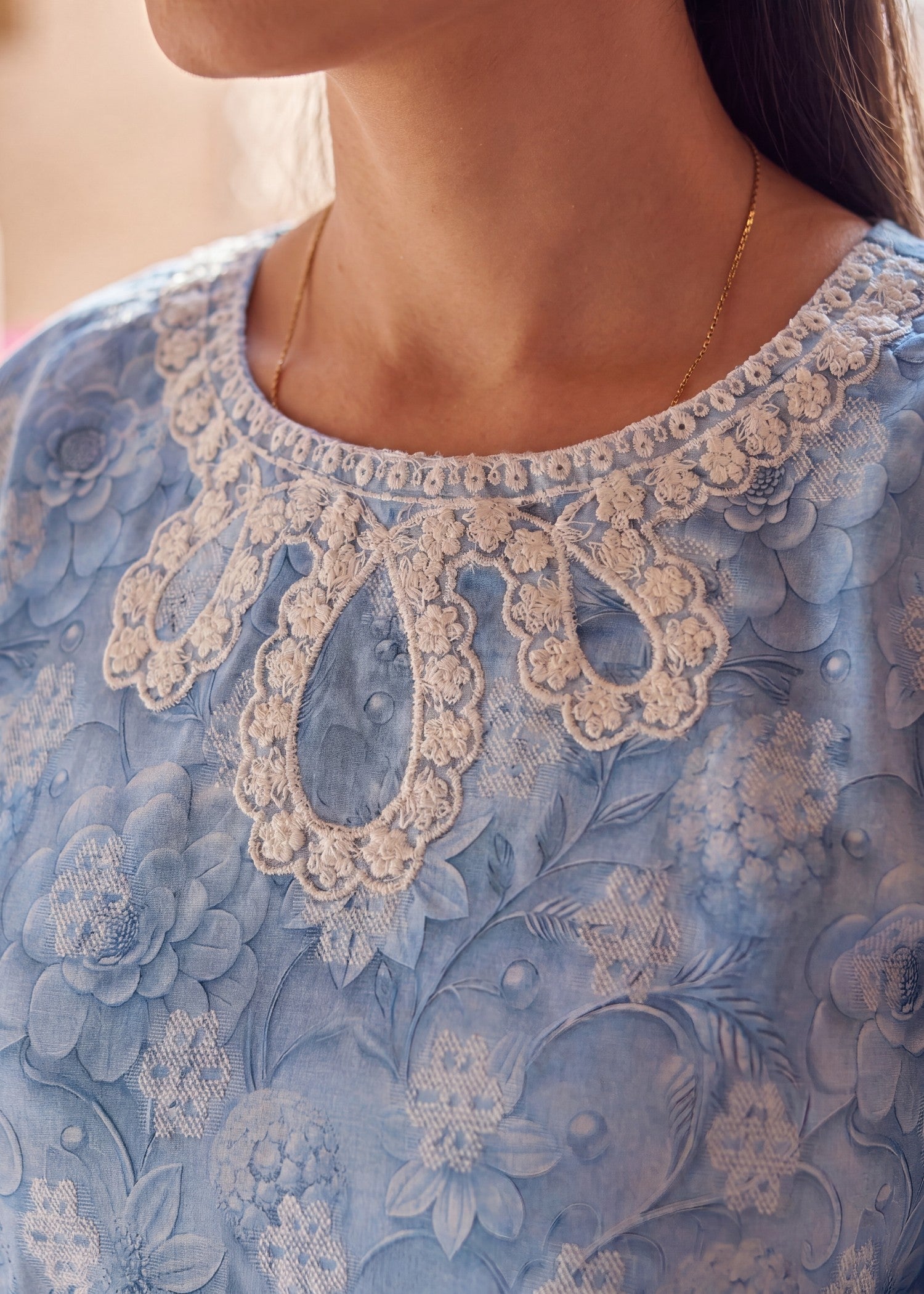 Ladies Embroidered Sky Blue Kurta Set Online in UK USA Canada