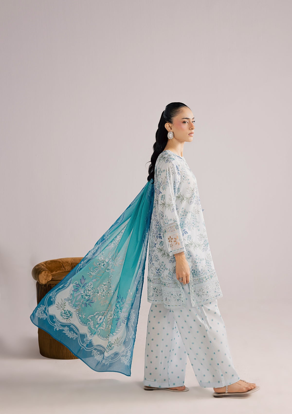 Ladies Embroidered Sky Lawn Suit Online in UK USA Canada