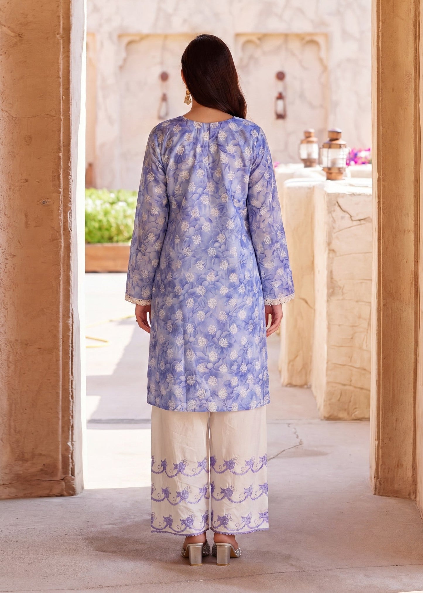 Ladies Embroidered Straight Cut Kurta Suit Online in KSA Riyadh Saudi Arabia Oman Bahrain Qatar
