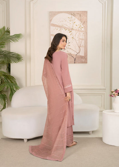 Ladies Embroidered Tea Rose Pink Straight Kurta Suit Online in UK USA Canada