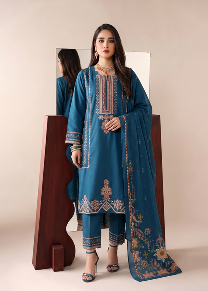 Ladies Embroidered Teal Blue Shalwar Kameez Online in UK USA Canada