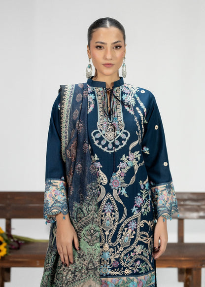 Ladies Embroidered Teal Cotton Shalwar Kameez Online in UK USA Canada