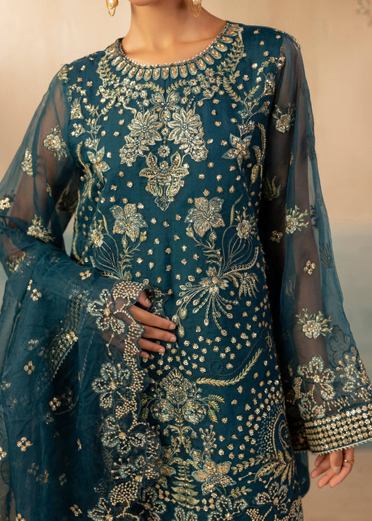 Ladies Embroidered Teal Farshi Shalwar Suit Online in Sri Lanka India Australia