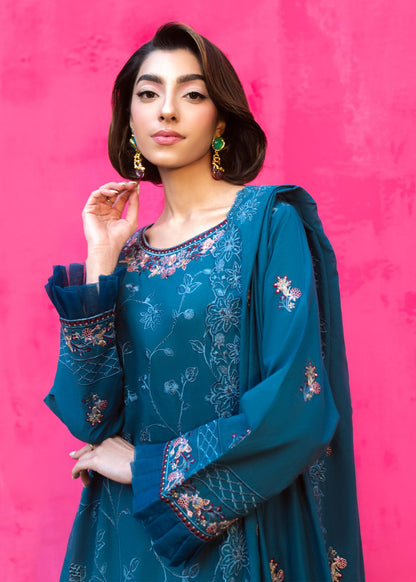 Ladies Embroidered Teal Lawn Partywear Suit Online in UK USA Canada