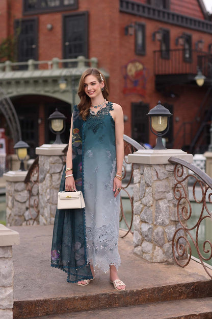 Ladies Embroidered Teal Lawn Shalwar Kameez Online in UK USA Canada