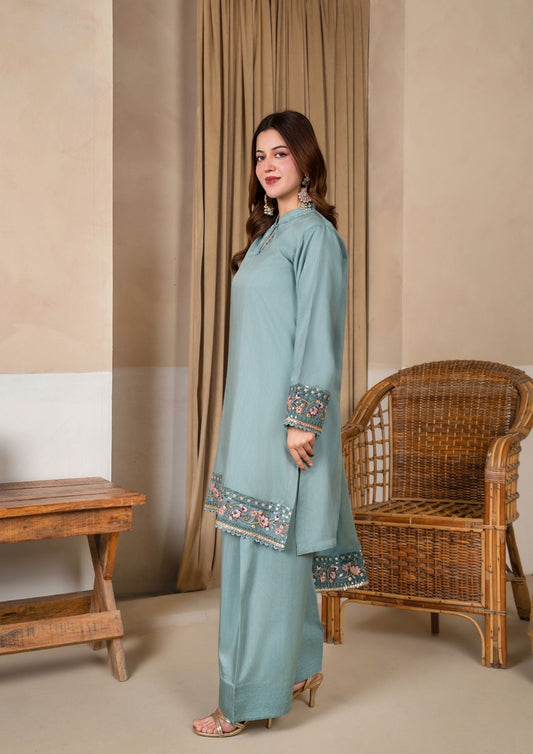 Ladies Embroidered Viscose Raw Silk Farshi Shalwar Online in UK USA Canada