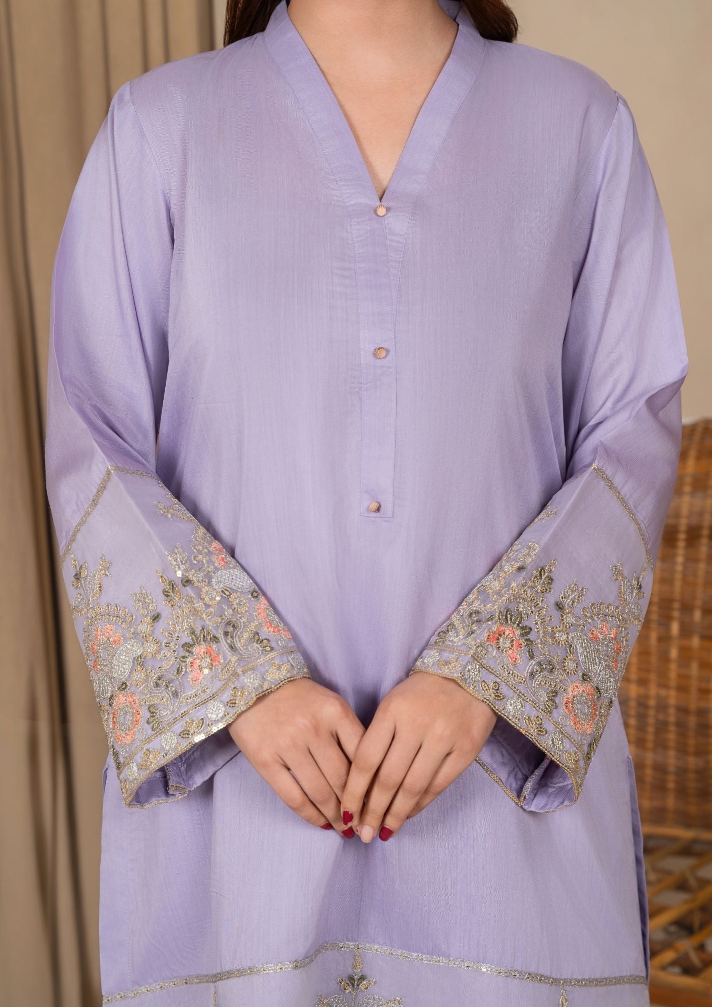 Ladies Embroidered Viscose Raw Silk Kurta Set Online in UK USA Canada