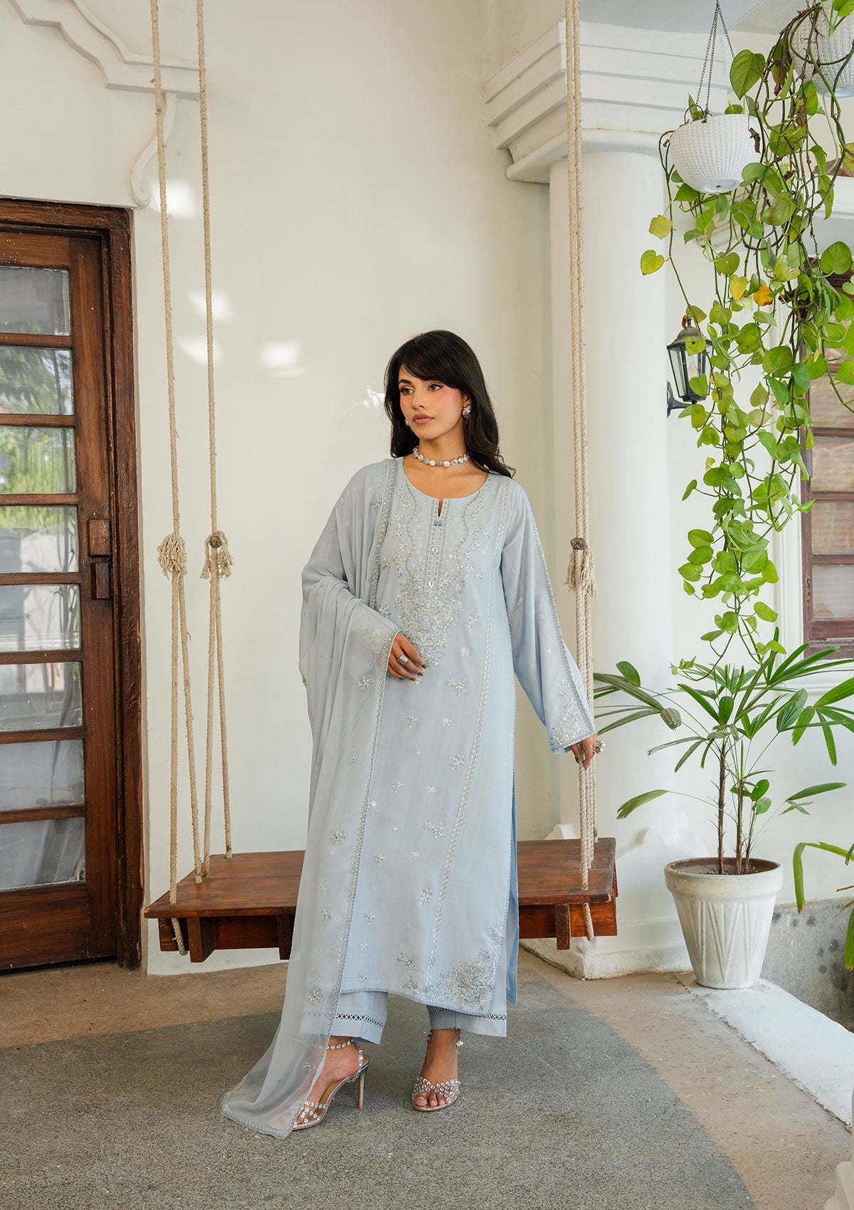 Ladies Embroidered Viscose Shalwar Kameez Online in UK USA Canada
