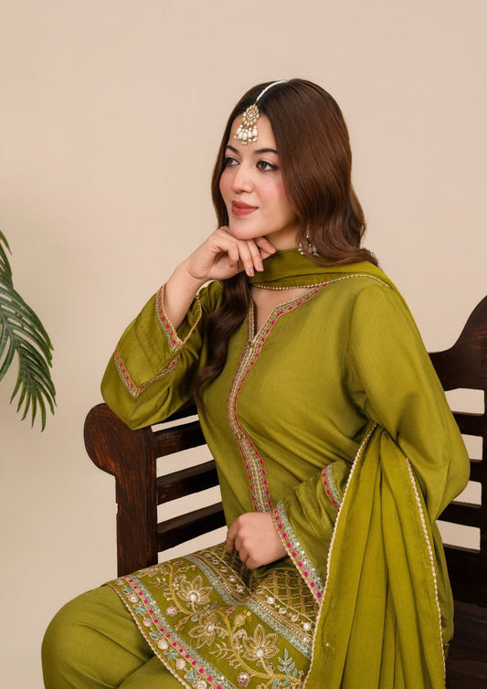 Ladies Embroidered Viscose Thai Silk Farshi Shalwar Kameez Online in UK USA Canada