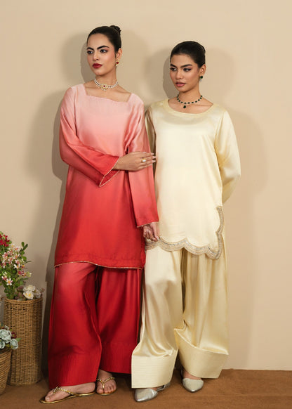 Ladies Embroidered Vivid Pink Silk Partywear Suit Online in UK USA Canada
