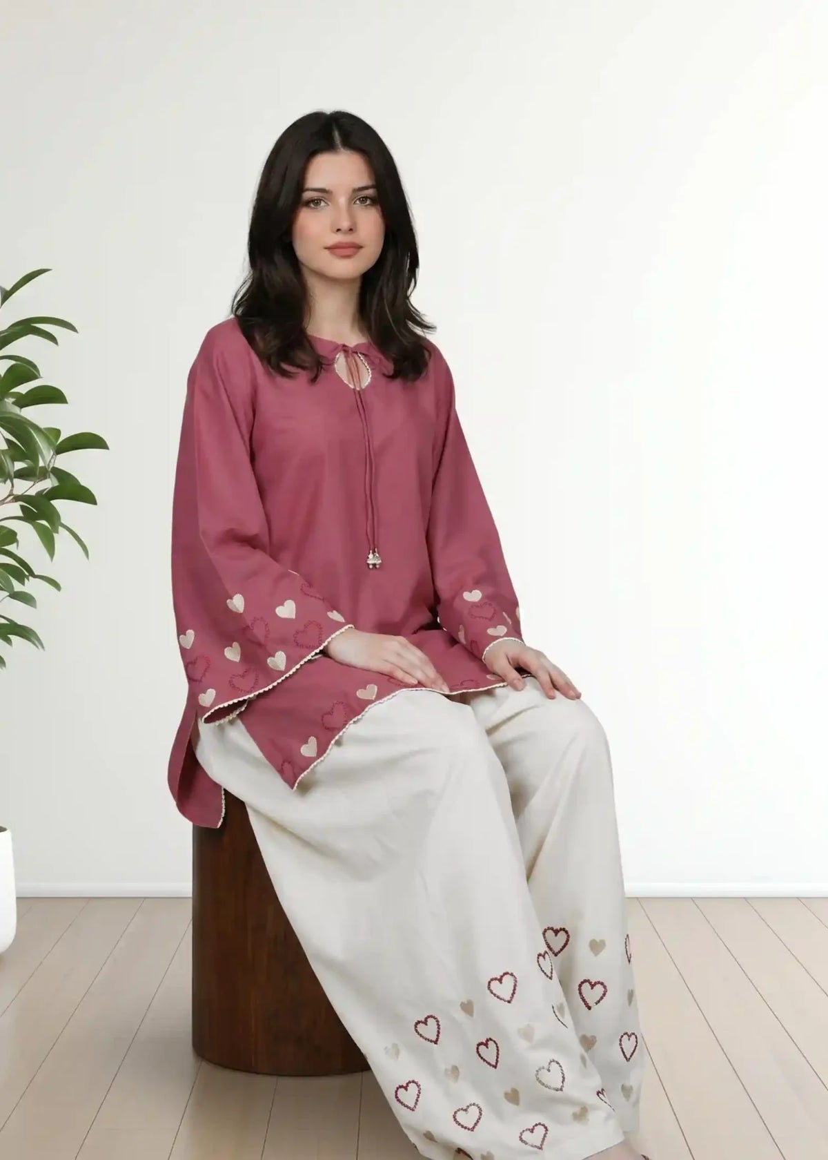 Ladies Embroidered Watermelon Cotton Salwar Kameez Online in UK USA Canada