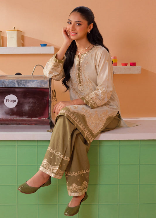 Ladies Embroidered Wheat Lawn Suit Online in UK USA Canada