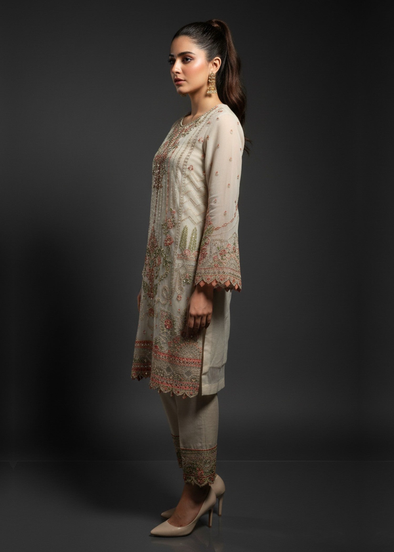 Ladies Embroidered Wheat Organza Shalwar Kameez Online in UK USA Canada