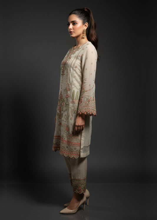 Ladies Embroidered Wheat Organza Shalwar Kameez Online in UK USA Canada