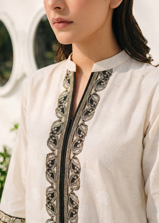 Ladies Embroidered White Jacquard Suit Online in UK USA Canada