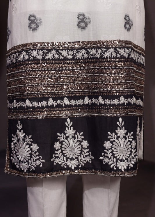 Ladies Embroidered White Straight Cut Kurta Suit Online in UK USA Canada