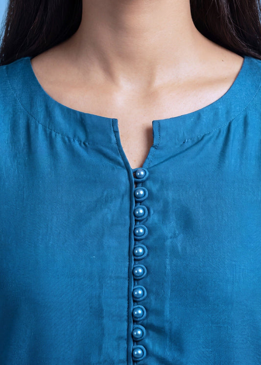 Ladies Embroidered Yale Blue Kaftan Salwar Kameez Online in UK USA Canada