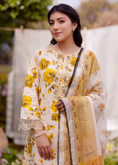 Ladies Embroidered Yellow Lawn Shalwar Kameez Online in UK USA Canada