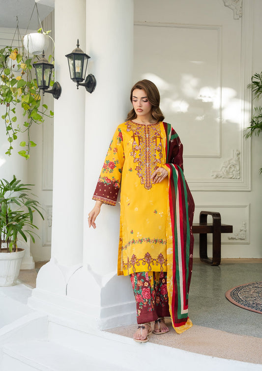 Ladies Embroidered Yellow-Orange Shalwar Kameez Online in UK USA Canada