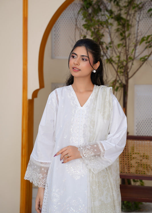 Ladies Embroidered Zari Lawn 3 Piece Suit Online in UK USA Canada