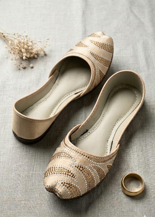 Ladies Ethnic Beige Khussa Online in KSA Riyadh Saudi Arabia Oman Bahrain Qatar