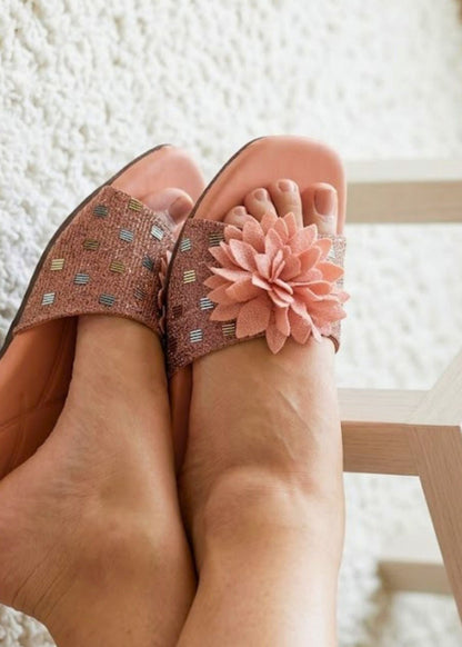 Ladies Ethnic Blush Pink Flats Online in KSA Riyadh Saudi Arabia Oman Bahrain Qatar